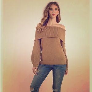 EMORY PARK OFF THE HOOK TOAST OFF SHOULDER SWEATER